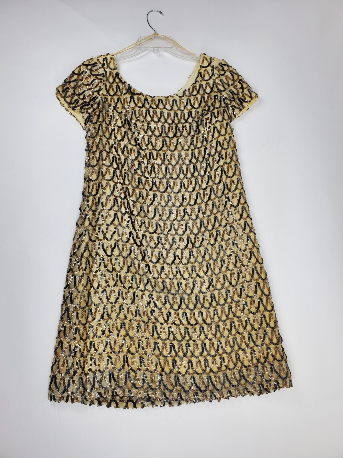 Vintage 60s Sequin New Years Mini Dress Retro Designer Medium Frankie Welch