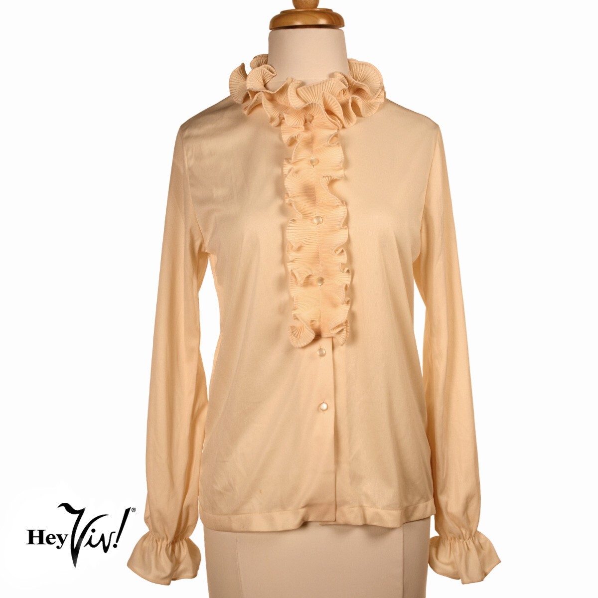 Vintage 70s 80s Gimbels Ivory Ruffle Button Up Blouse w Tags Sz Small – Hey Viv