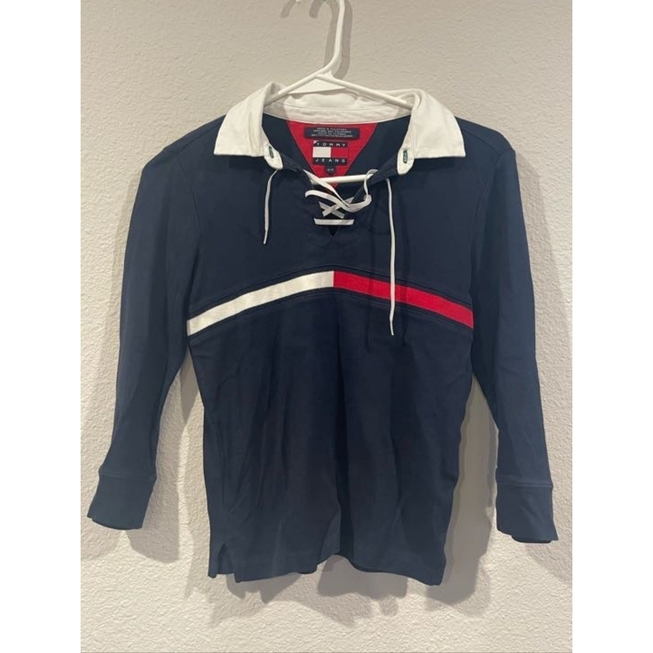 Tommy Girl Jeans Womens Vintage 90s Y2K 100% Cotton Color Block Polo Shirt SZ SM