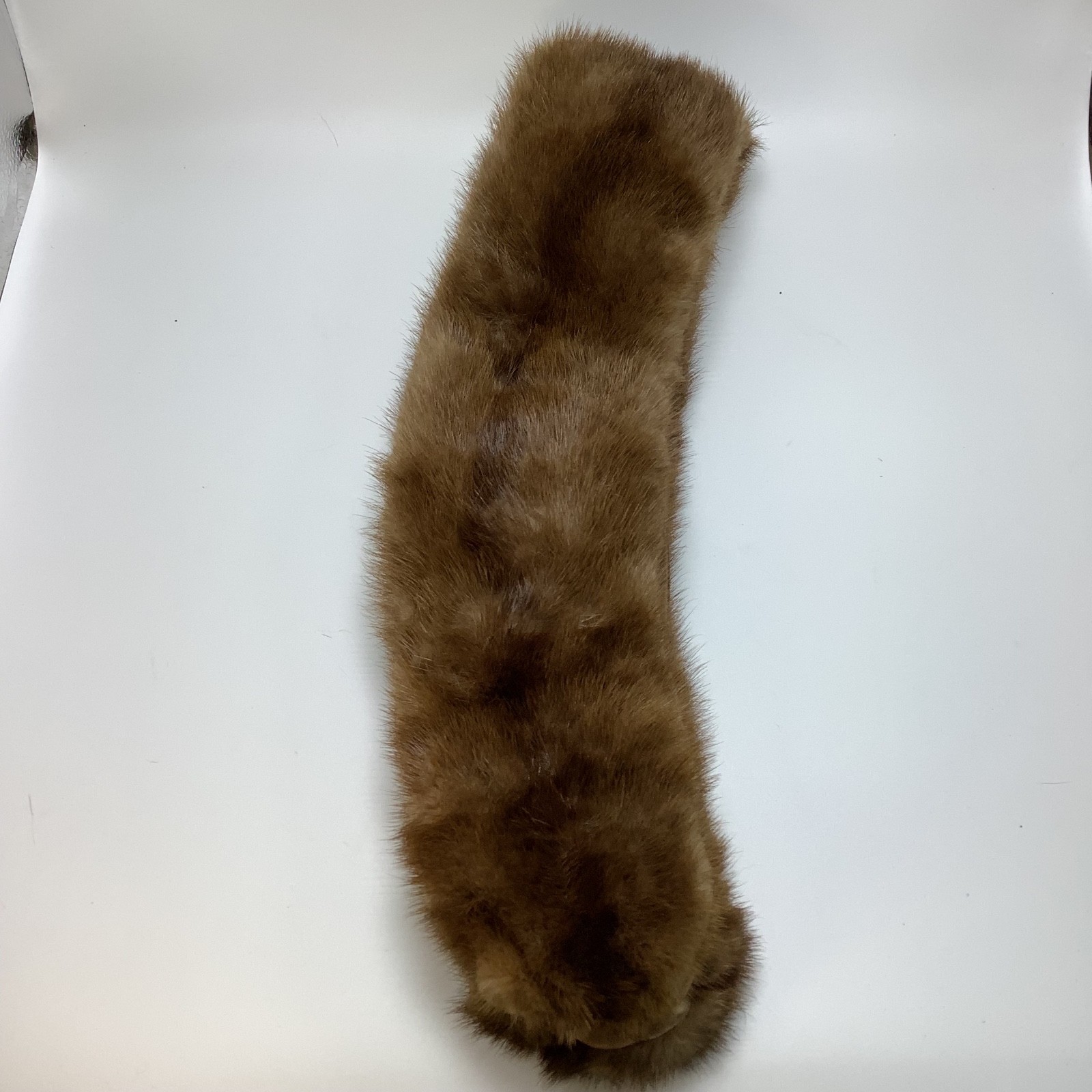 Vintage Mink Fur Scarf Collar with Velvet Lining and Coat Clips Brown No Tag 34”