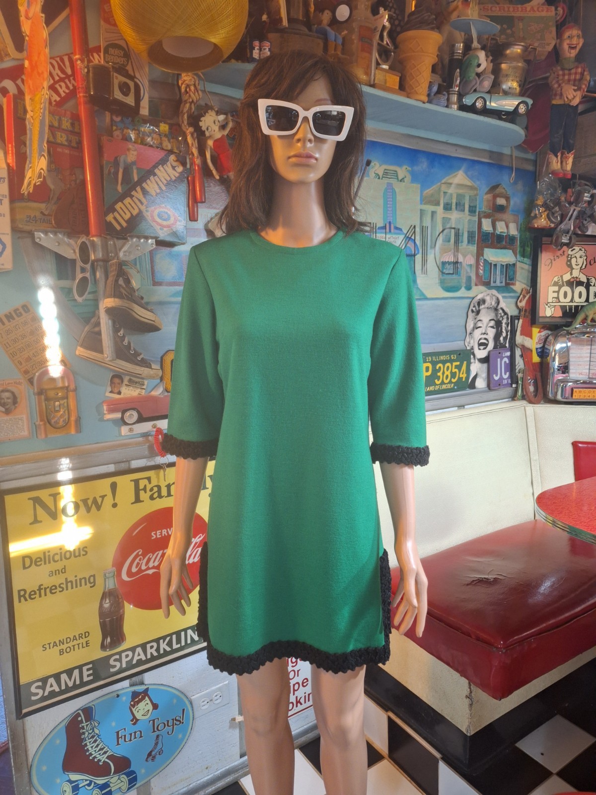 True VTG Mid-century Mod 1960s 1970s 2-Way Mini Dress / Skirt Set M/L Suit MCM