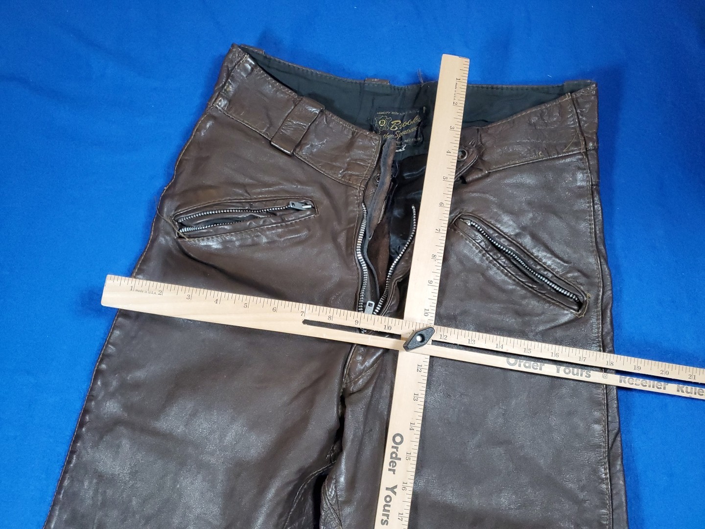 Vintage Brooks Leather Sportswear Pants Size 28 Biker Riding Racing Made USA