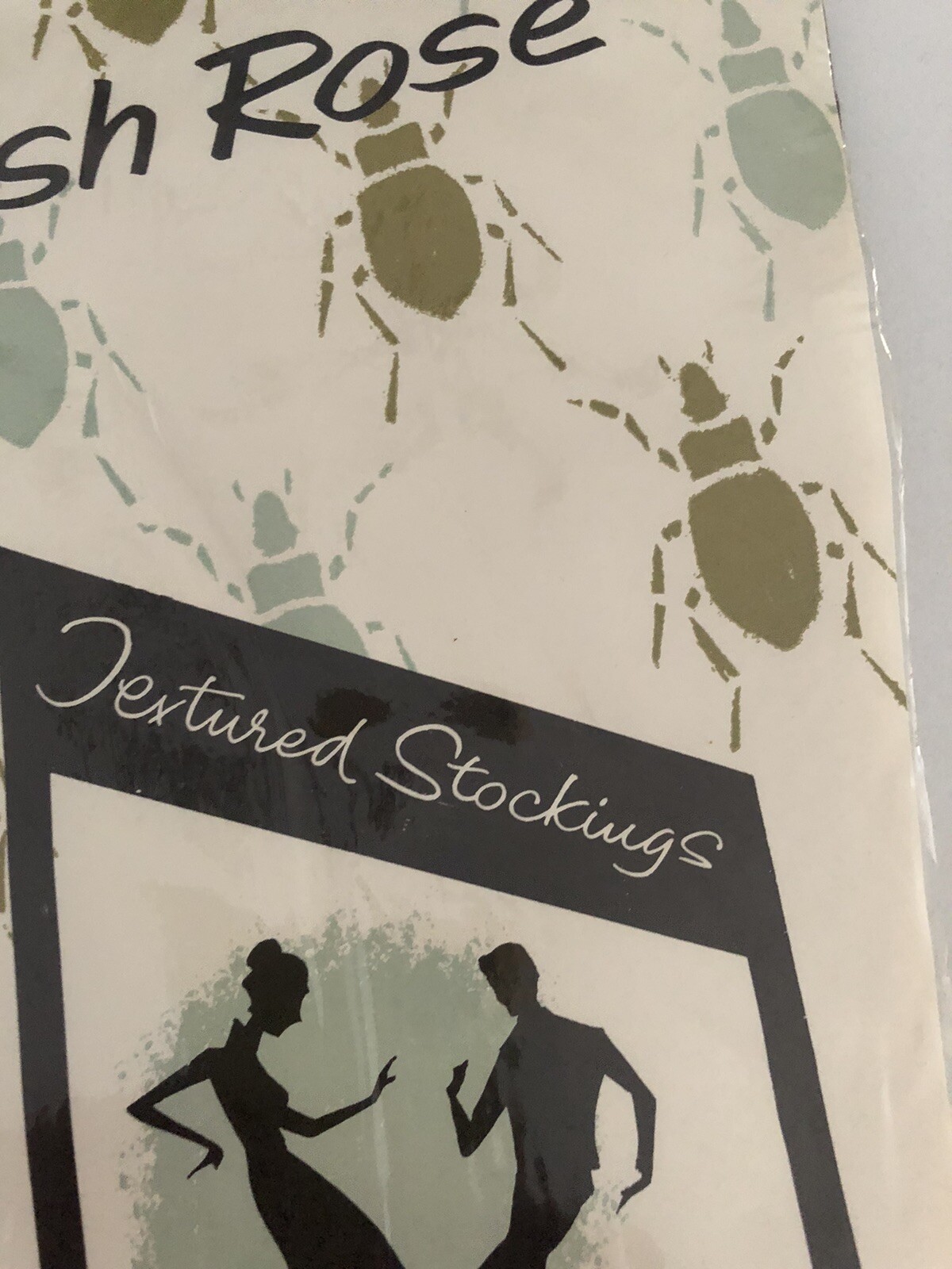 English Rose Textured Stockings With Beetle Design