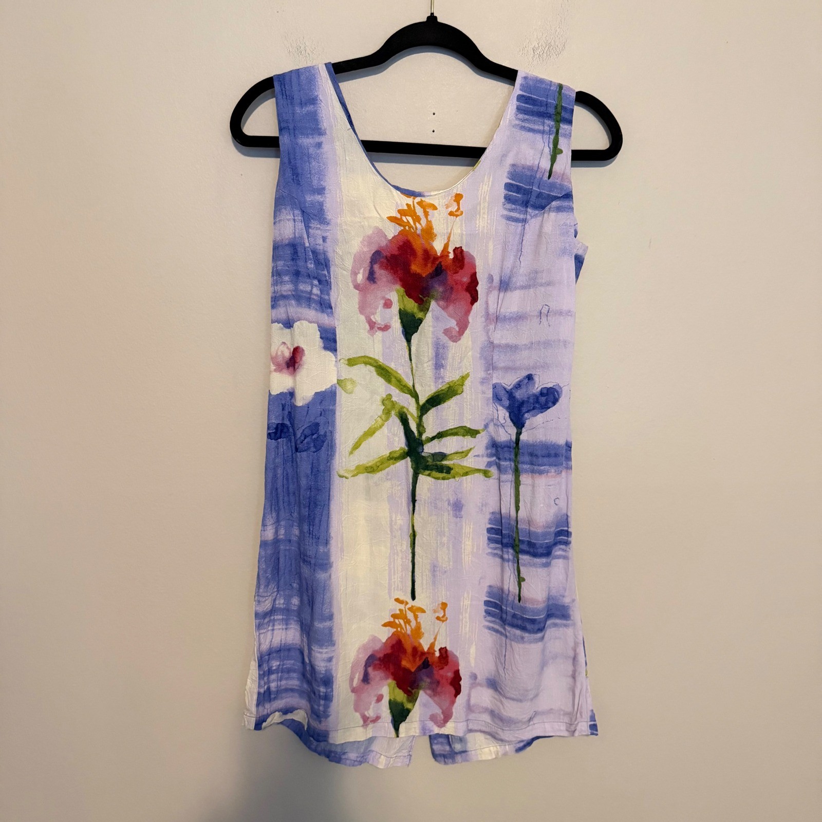 Vintage Jams World Arabella print watercolor floral mini dress rayon boho large