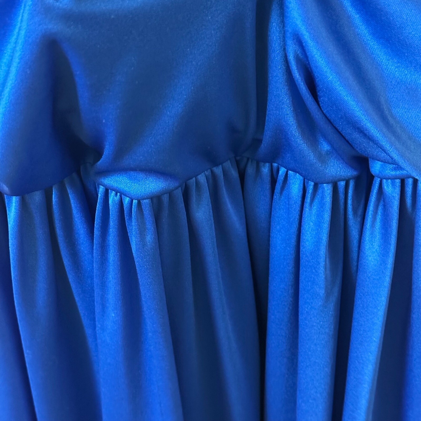 Night Scene Size 6 Vintage Party 1980s-1990s Dress Ruched Waist Blue Polyester