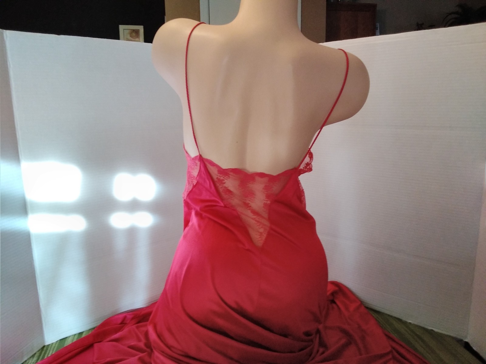 Vintage Lingerie M Pink Gown Lace Bodice Nightgown Sabrina 100% Nylon
