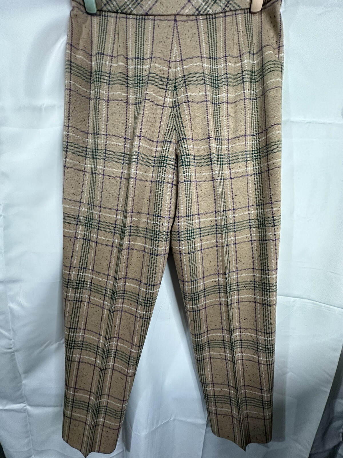Vintage 1970s Women’s Bleyle Plaid Polyester High Waisted Pants Sz 16 Large NWT