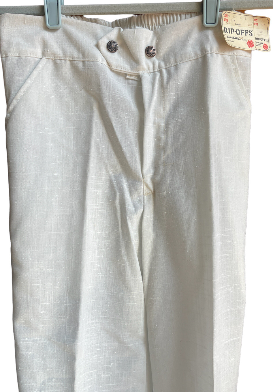 Vintage NEW 1970s Bell Bottom Sun Jeans Retro Unisex Sz 9 10 32×32 White Flare