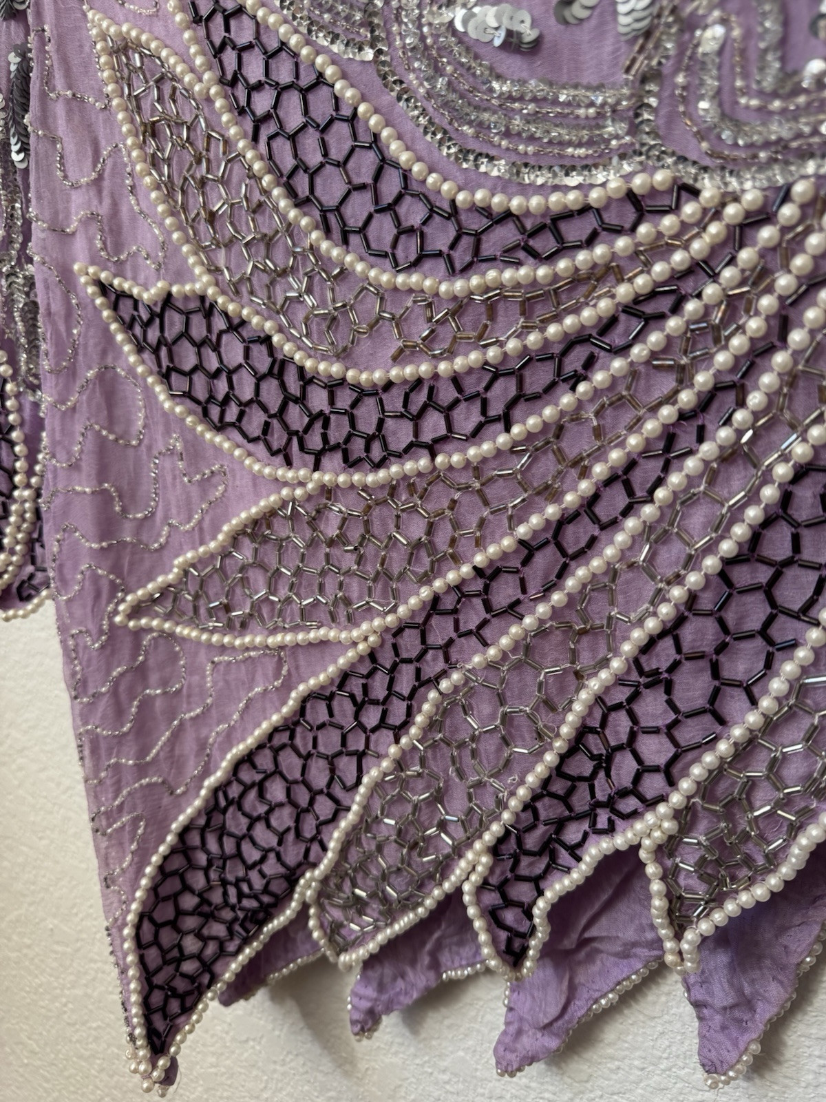 Vintage 1980’s Purple Beaded And Sequin 100% Silk Shirt