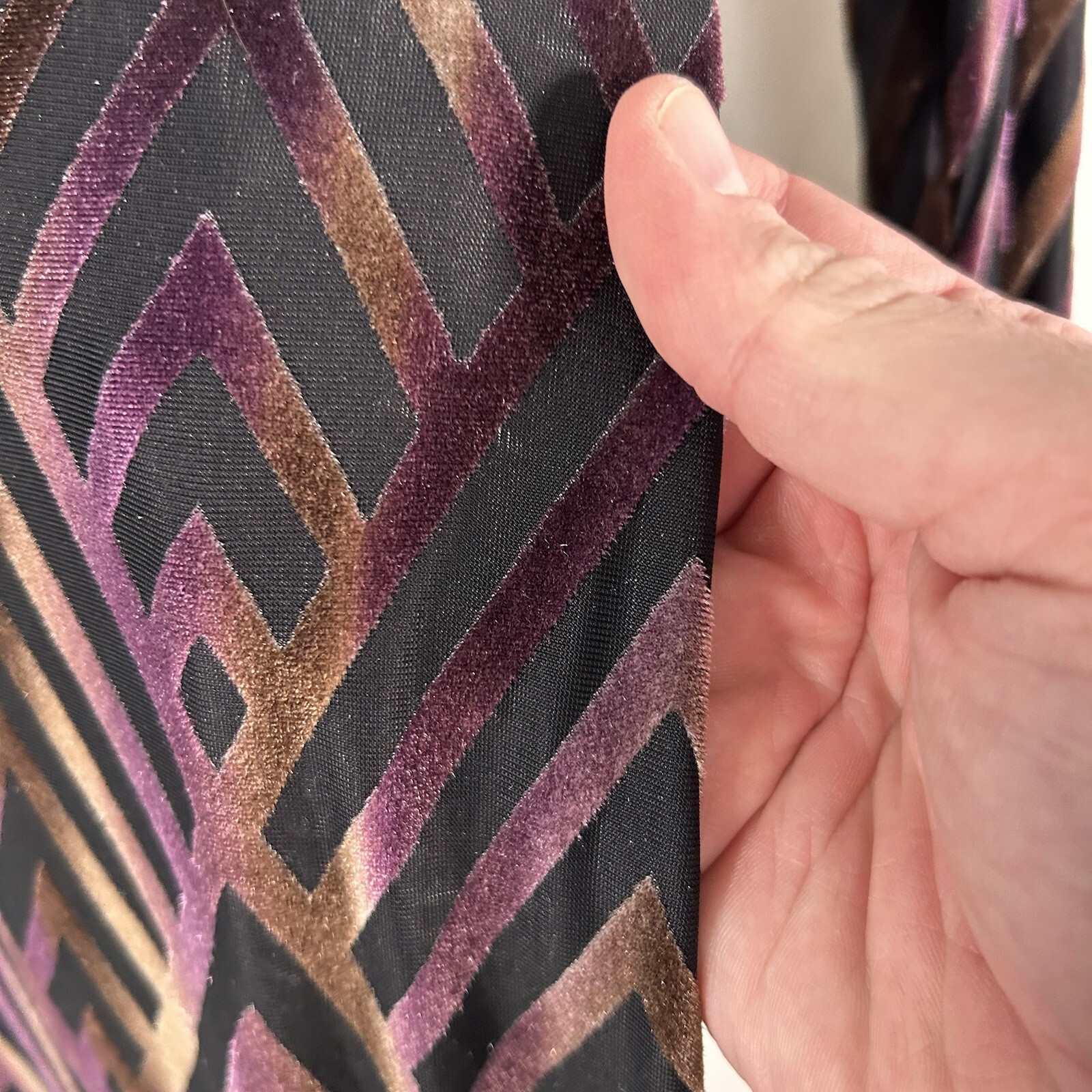Vintage Magia USA Midi Dress Women’s Large Purple Semi Sheer Vneck Long Sleeve