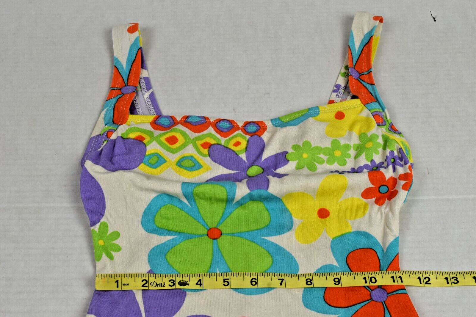 Vintage Swimsuit Flower Power Size S/M 70s Vibrant Colors Full Coverage awesome