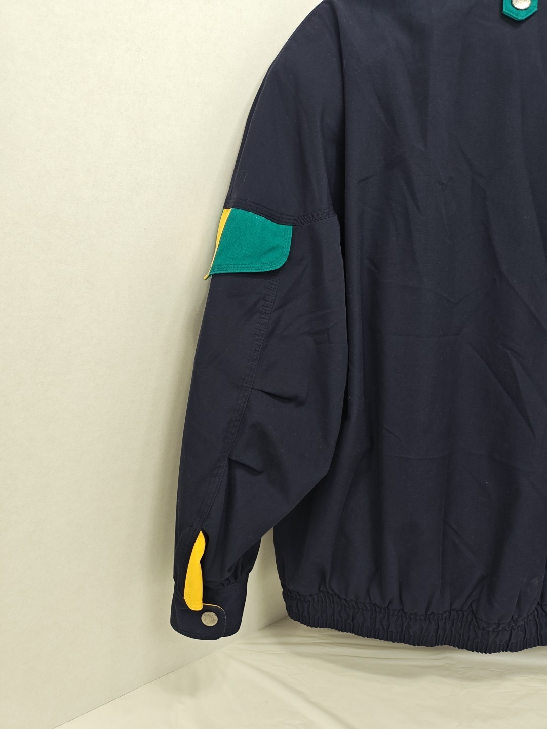 Vintage Mulberry Street rugby Jacket Size M colorblock blue green yellow