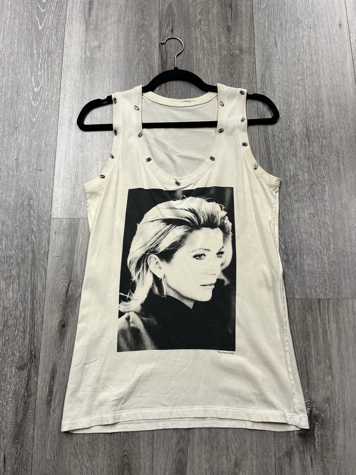 Vintage Dolce & Gabbana Luc Roux Corbis Graphic Embellished Tank Top Size IT 40
