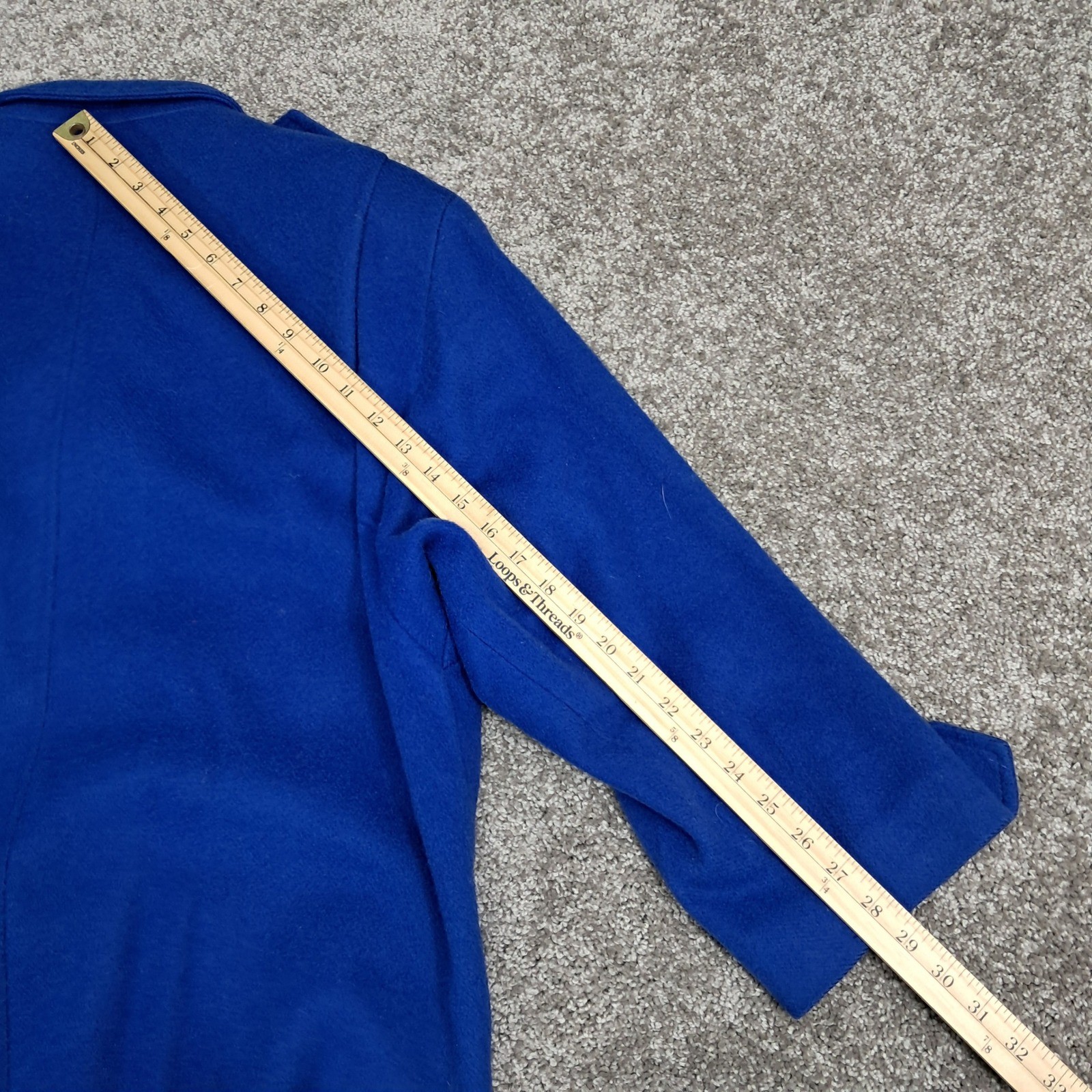 Gallery Vintage Royal Blue 100% Pure Wool Double Breasted Coat Yugoslavia Sz 12