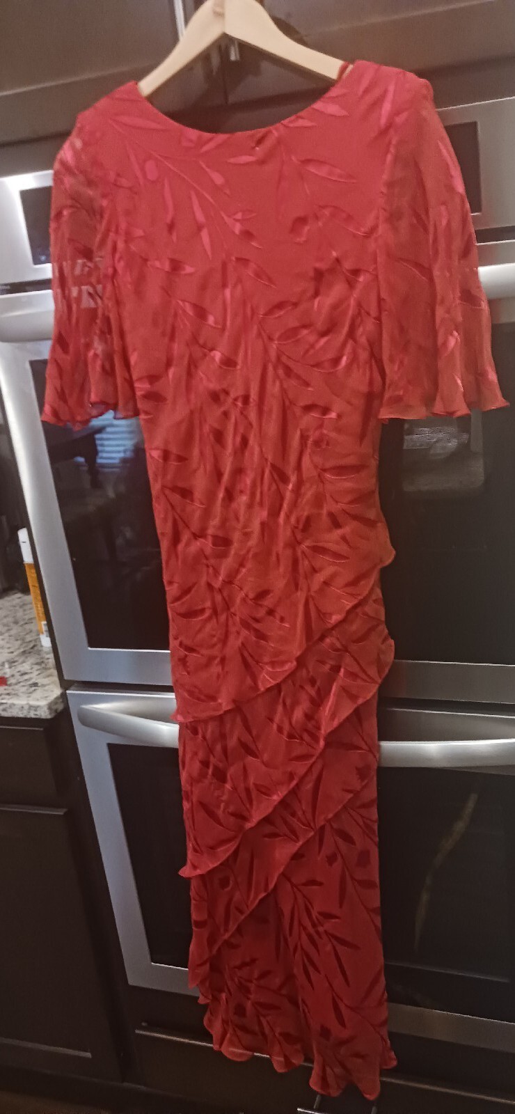 Vintage Cattiva New York Silk long Red Beaded gown Dress 6