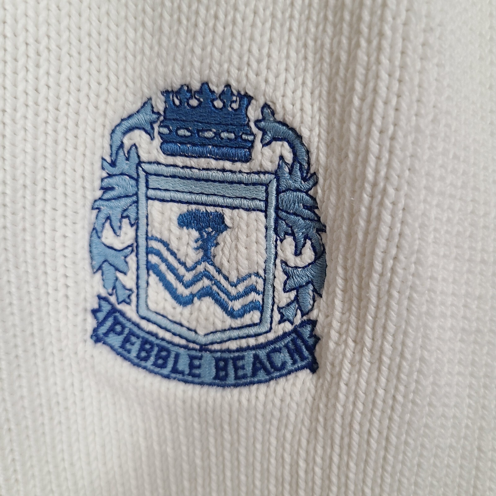 Vintage Lady Pickering White Golf Sweater Sz M Long Sleeve V-Neck Pebble Beach