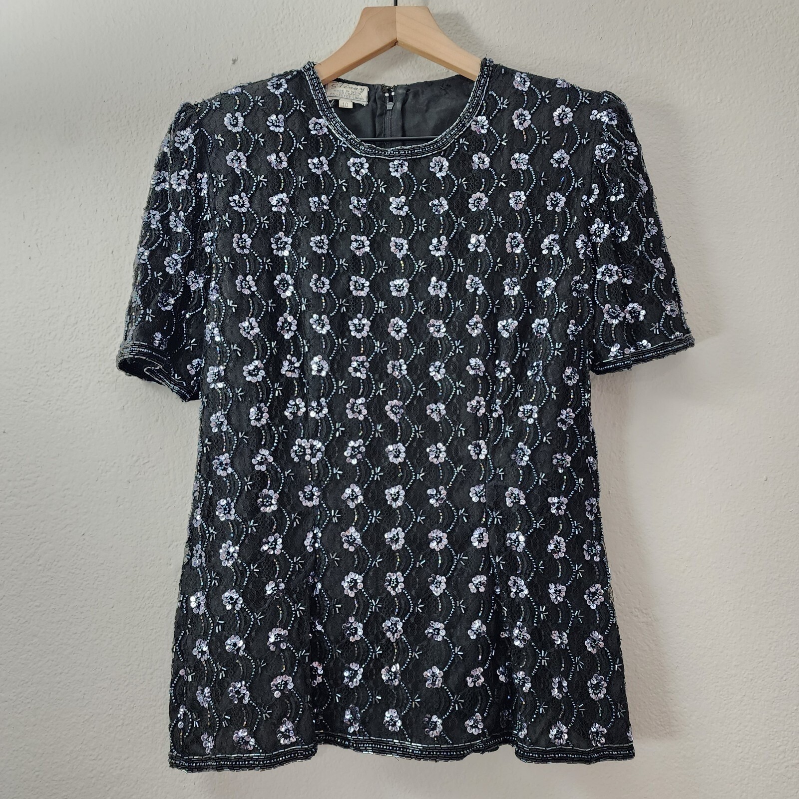 Vintage Sténay Beaded And Sequin Blouse Size 10