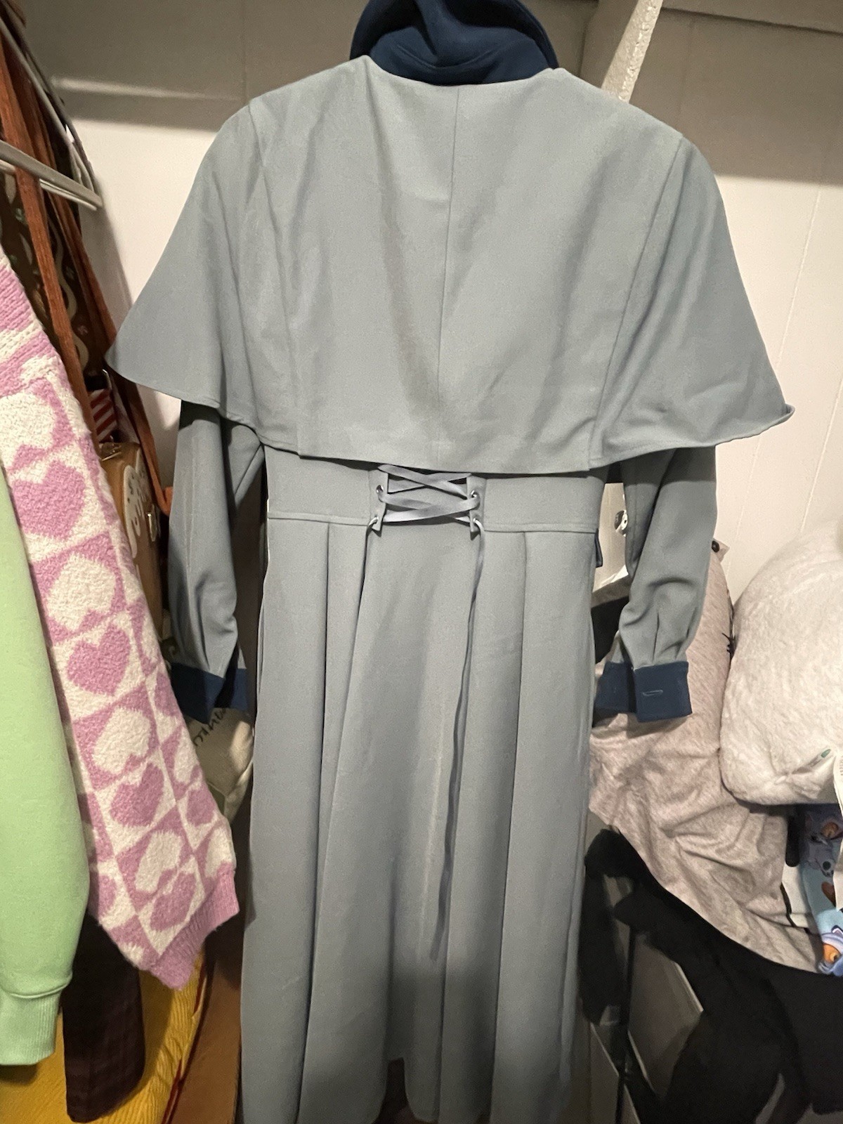 Beauxbatons Uniform Inspired Dusty Blue Elegant Vintage Dress FrontButtonPlacket