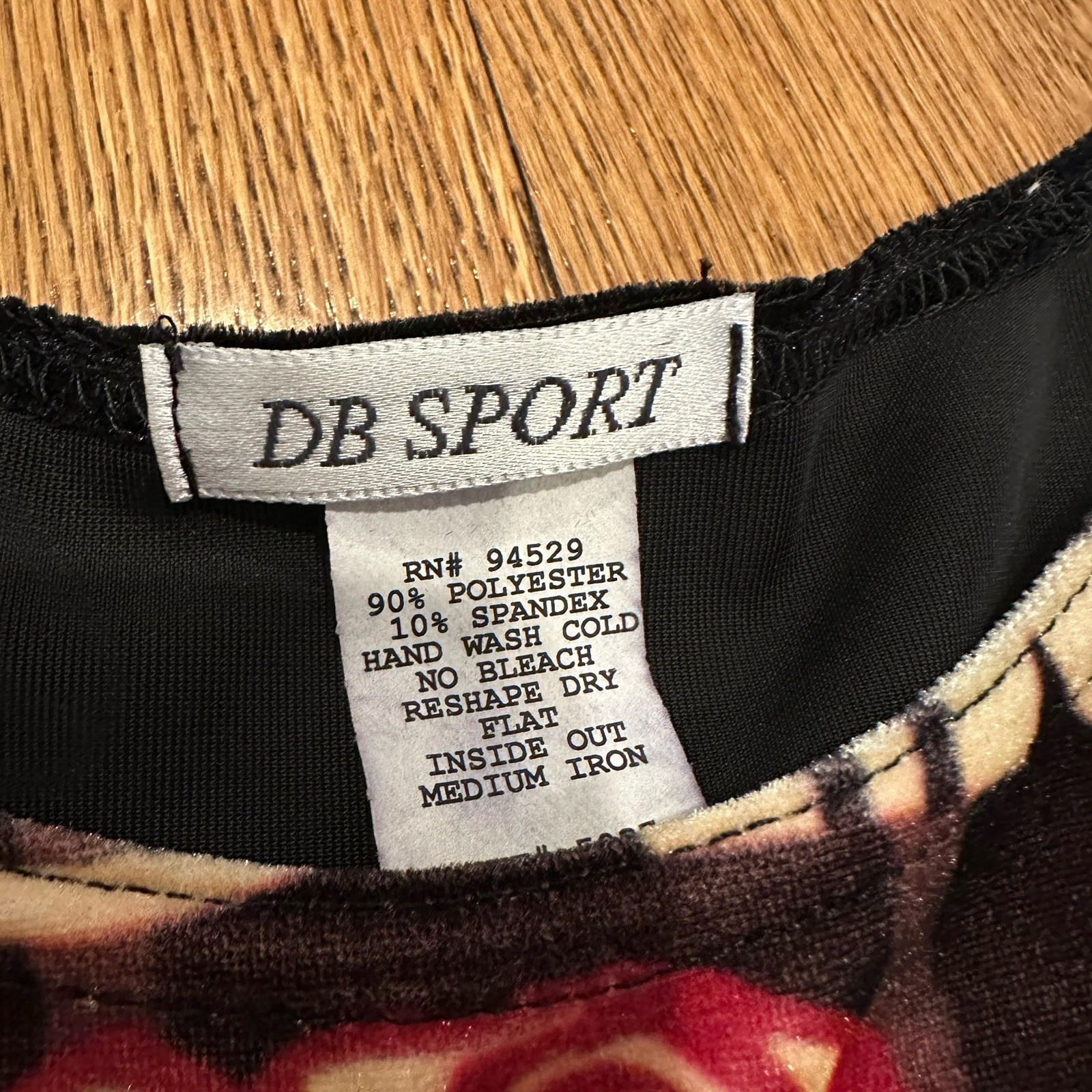 DB Sport NWT Women 90s Vintage Velvet Top 3/4 Sleeve Nouveau Art SzM Indie Retro