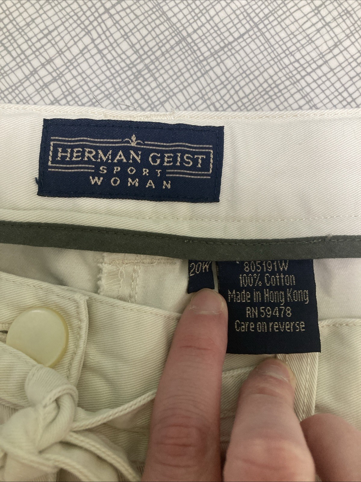 Vtg 80s 90s Herman Geist Sport Tan Capri Pants Drawstring Plus Size 20W FLAWED