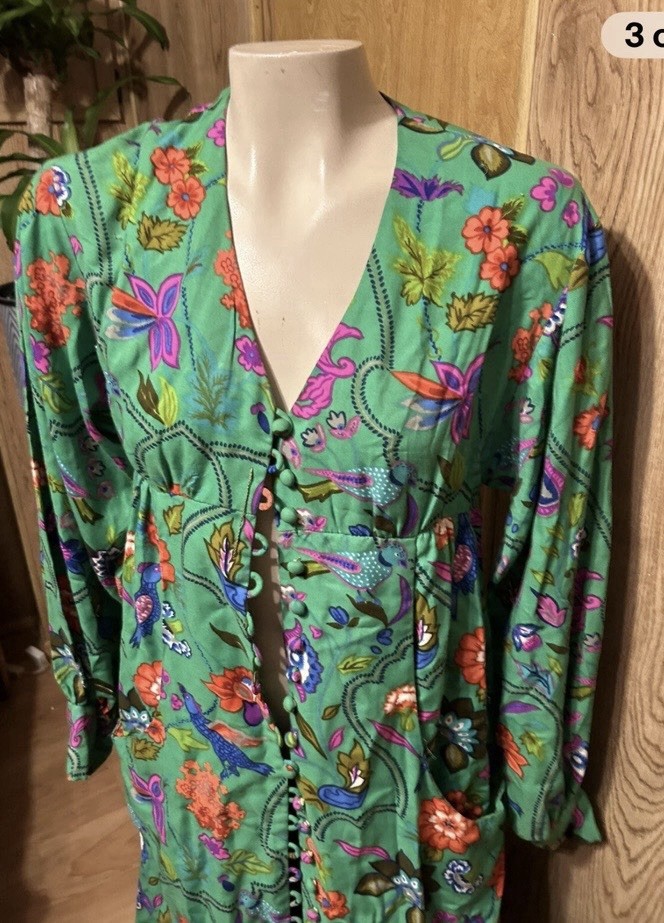 Mr Mort Stan Herman Green Psychedelic 1960 Maxi Dress Hippie Festival Designer M
