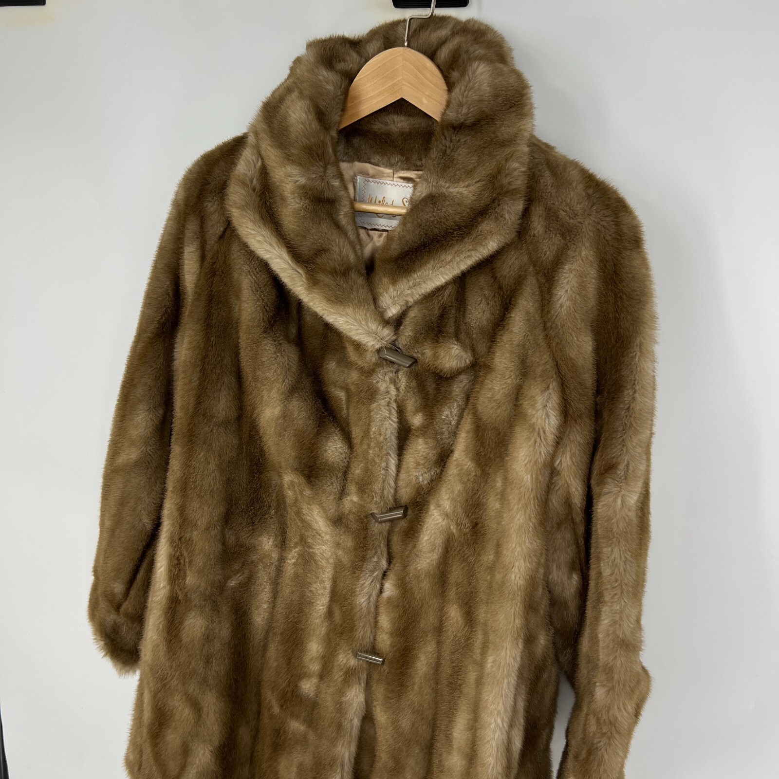 MILADY SHOP Vintage Pastel Mink Coat Womens S/M A-Line 1960s Collared Long Lined