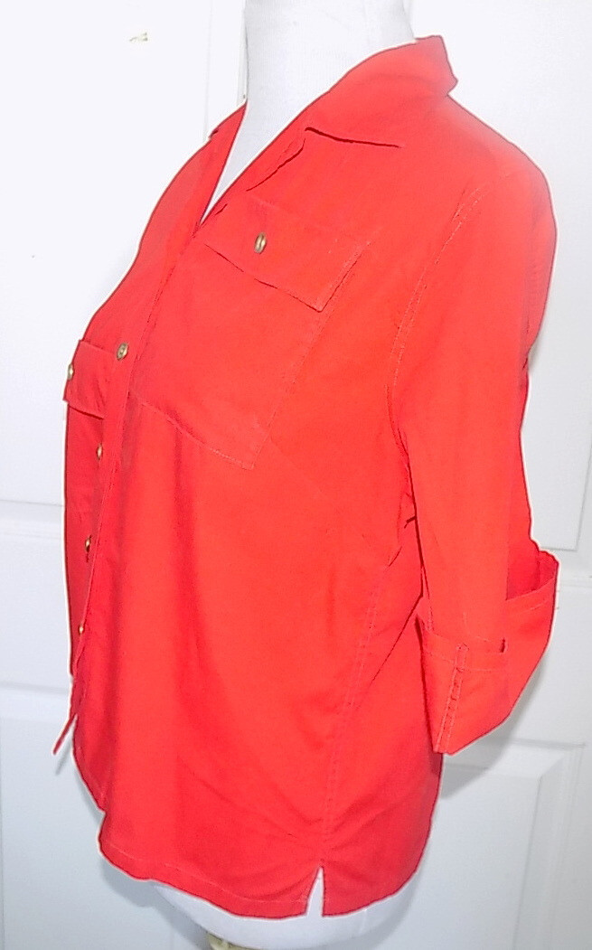Vintage Red Cotton Short Sleeve Blouse Laura Mae Size 36 / 15