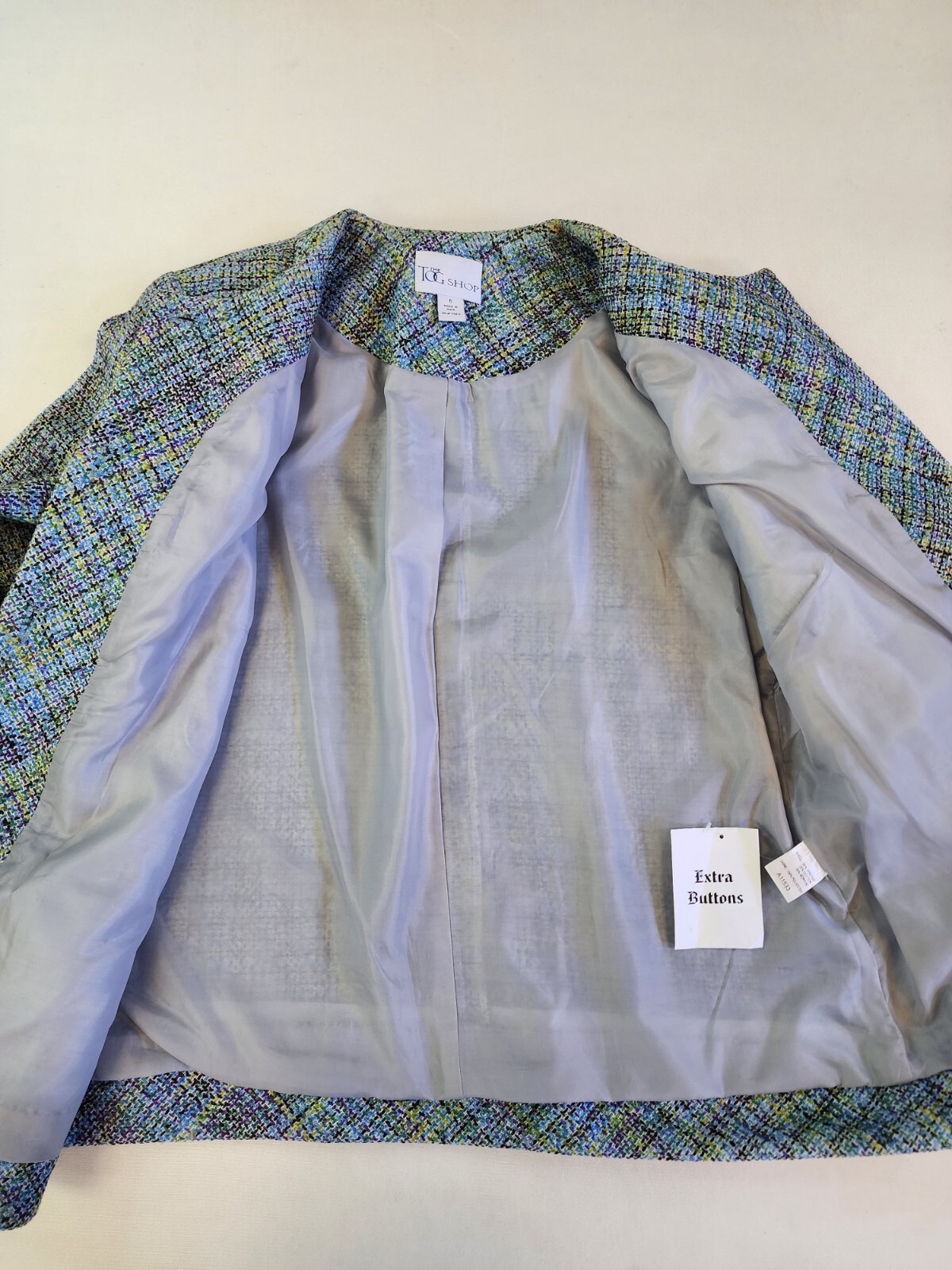 The TOG Shop Women 6 Tweed Multicolor Knit Pockets Mock Collar Office NWOT