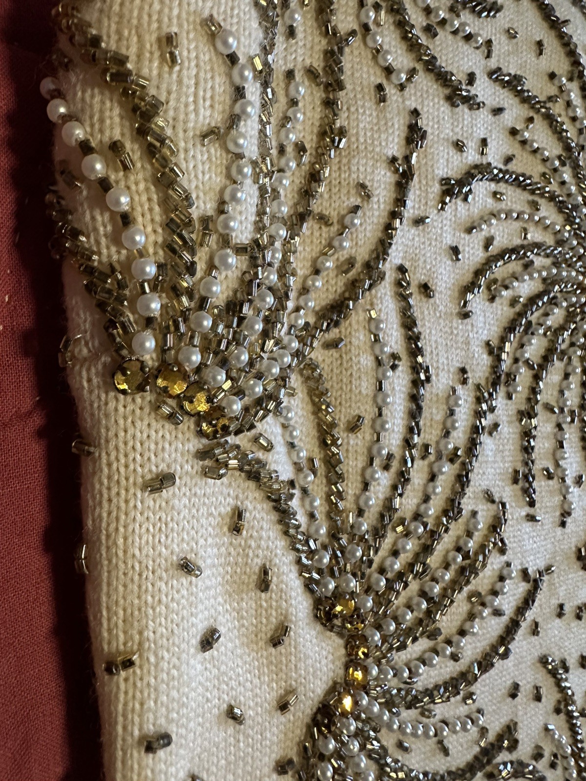 Vintage 60’s Jo-Ro Imports Sz S/M Pure Wool Hand Loomed Sequined Beaded Vest Top