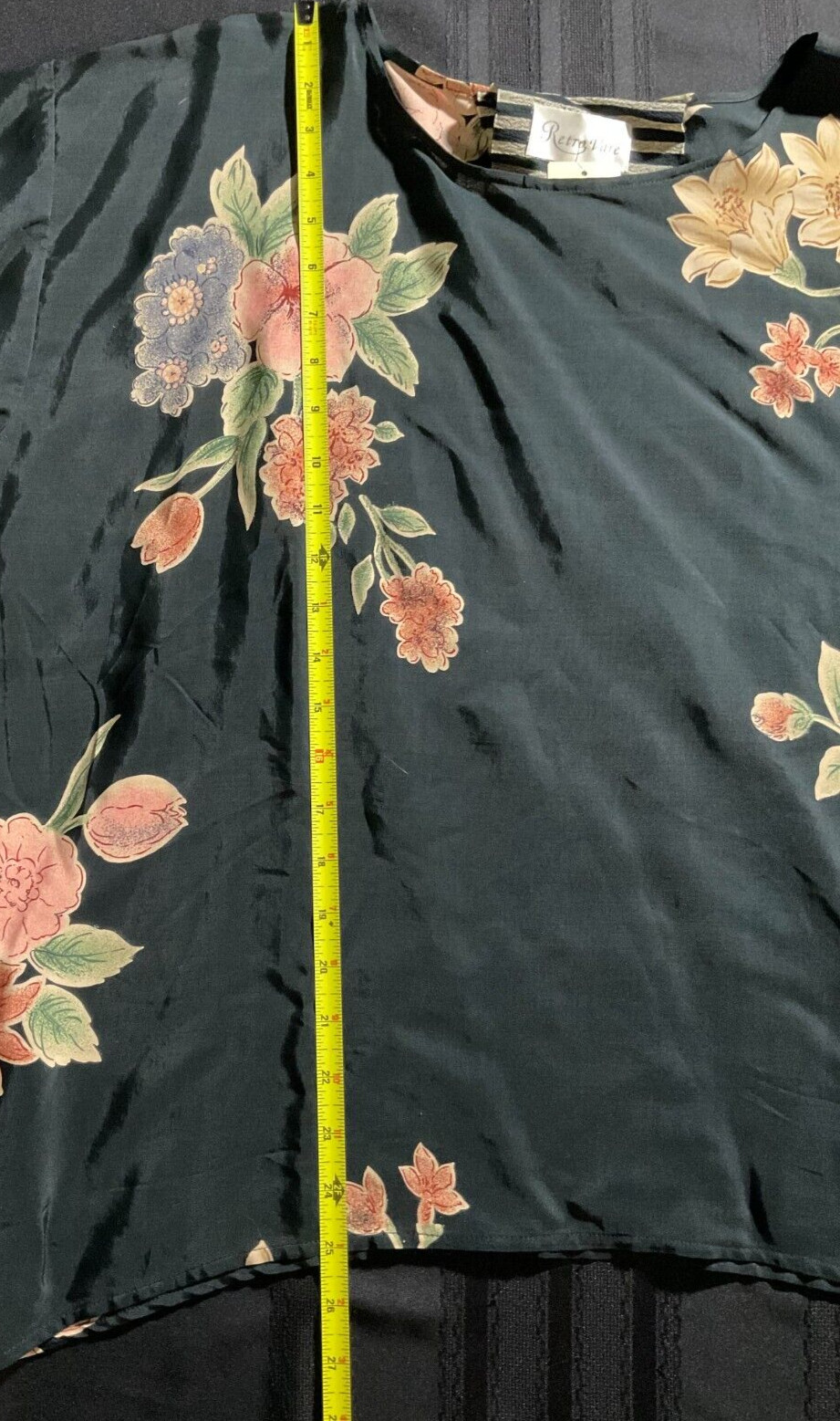 Vintage Black Floral Blouse One Size with Original Tags by Retro Vare (CL07)