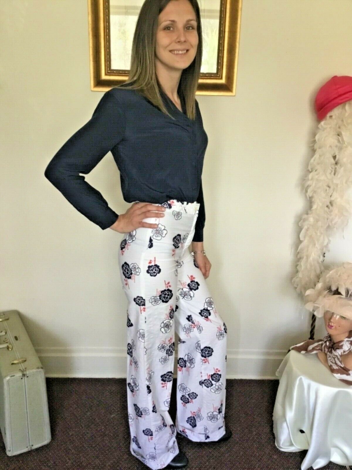 80’s Vintage Navy Blue Secretary Blouse