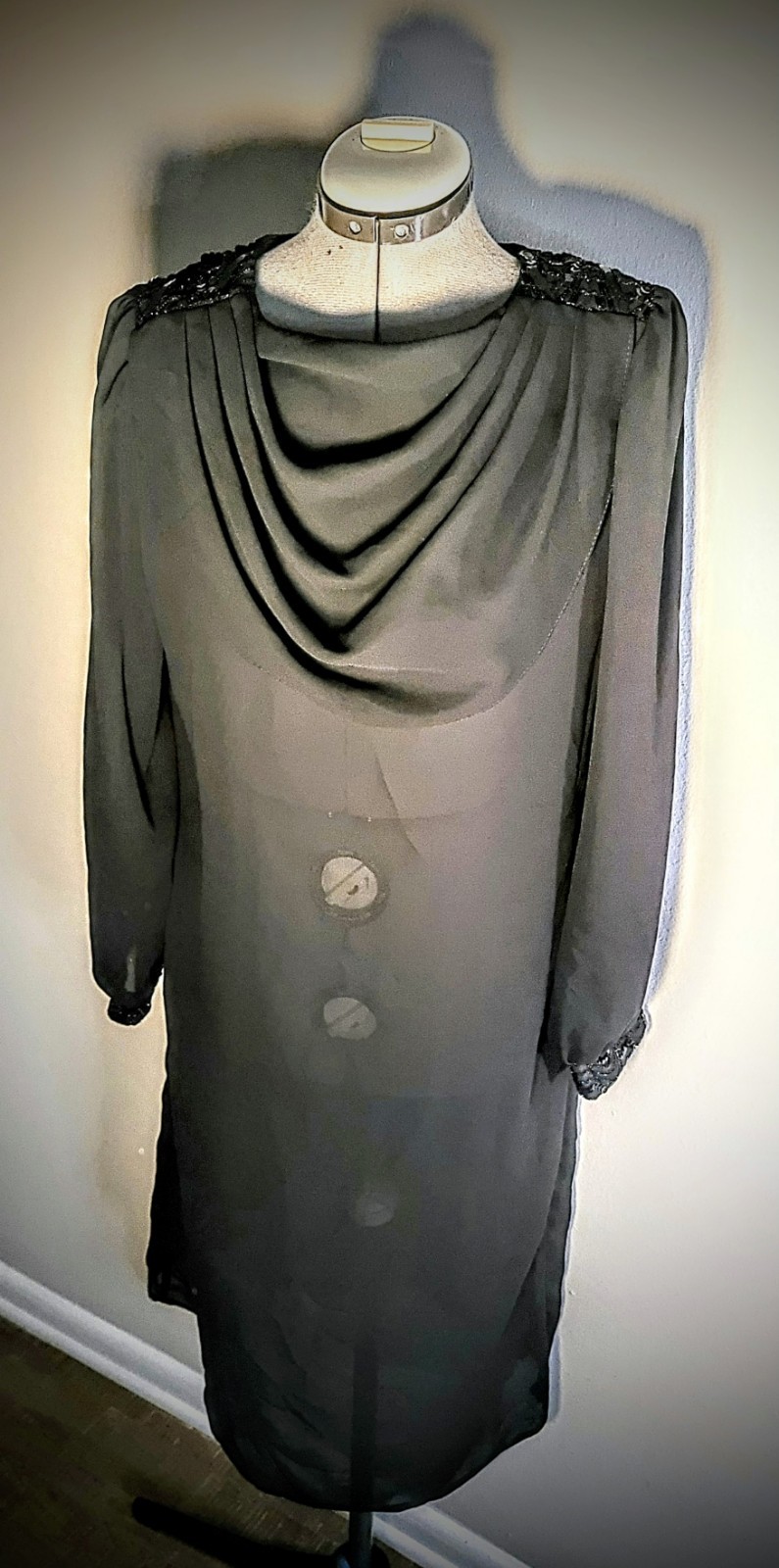Vintage Toni Todd Black Draped Tunic / Dress Size M