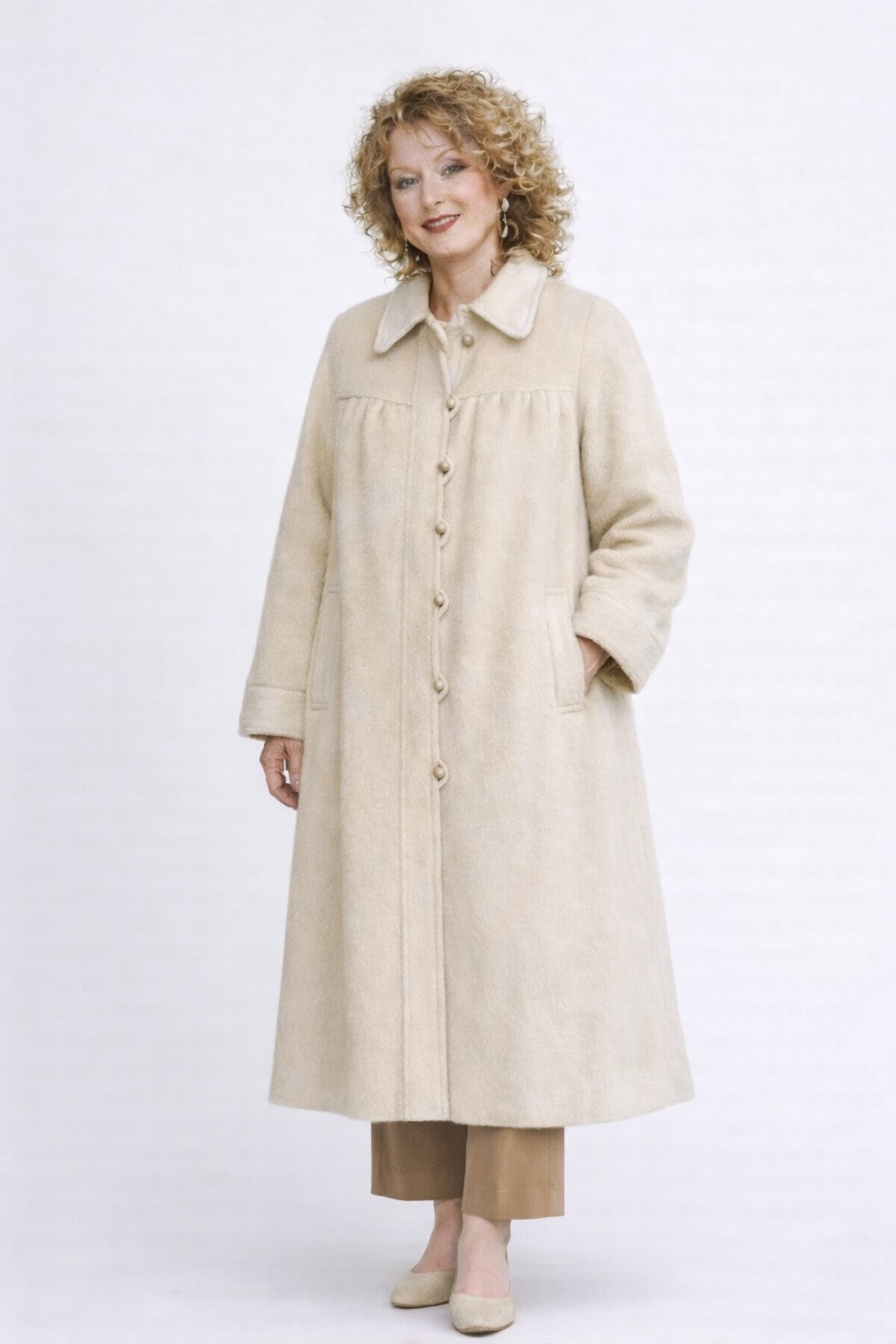 VTG Natalie Green 100% Wool Coat Long Beige/Cream Union Made ILGWU USA