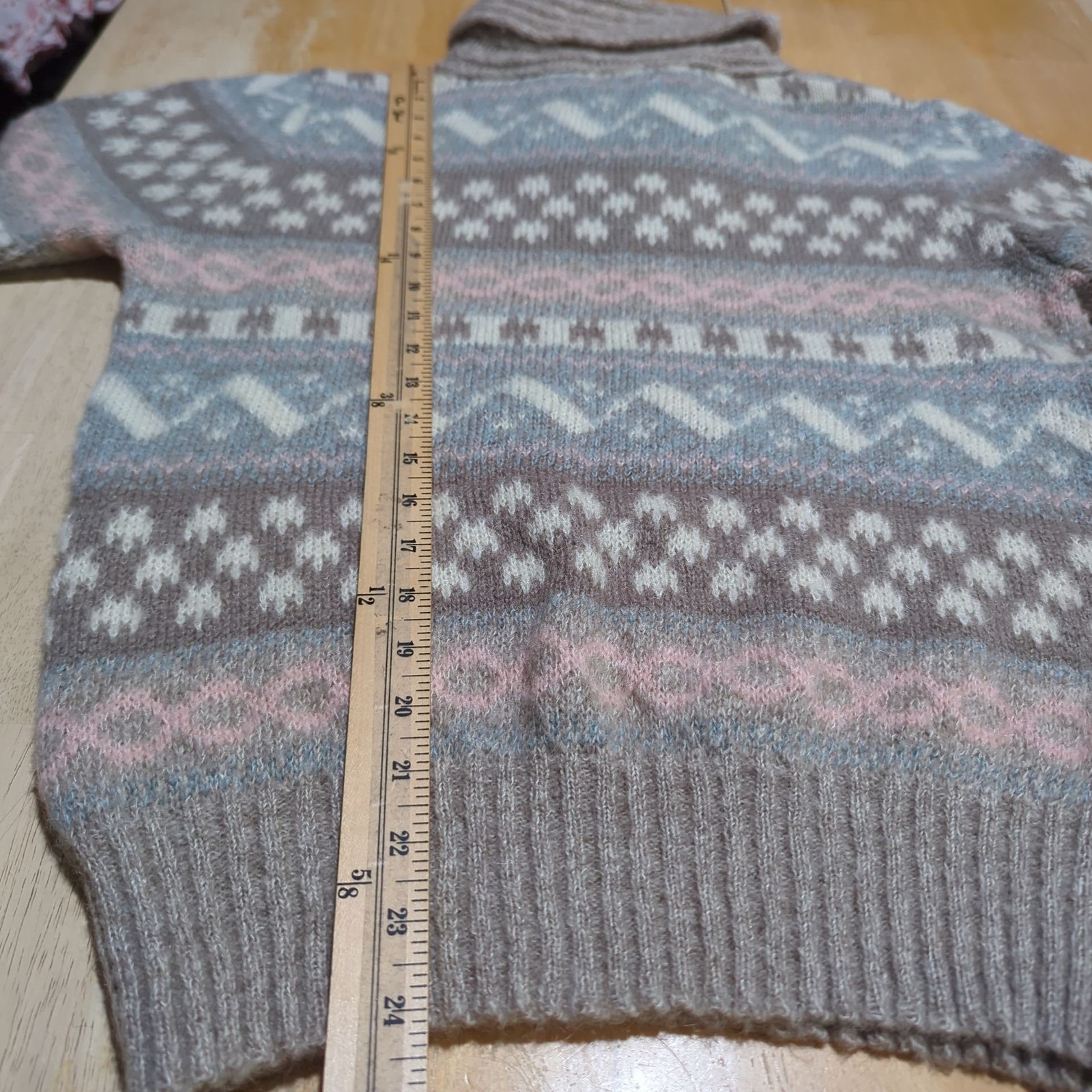 Vintage Nanette Women’s Fair Isle Sweater S/M Pastel Pattern Shawl Collar