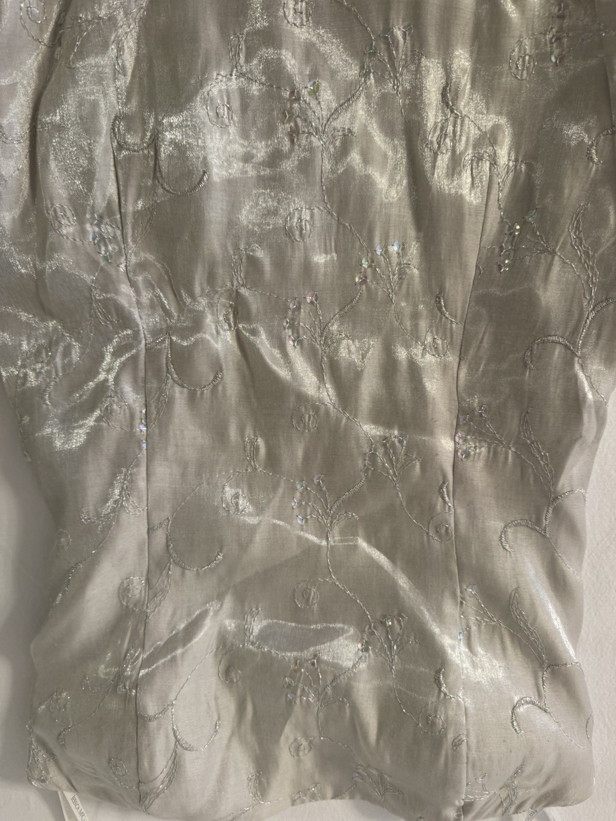 Jessica McClintock Gunne Sax Women’s Dress Vintage 80’s Prom Silver Strapless 5