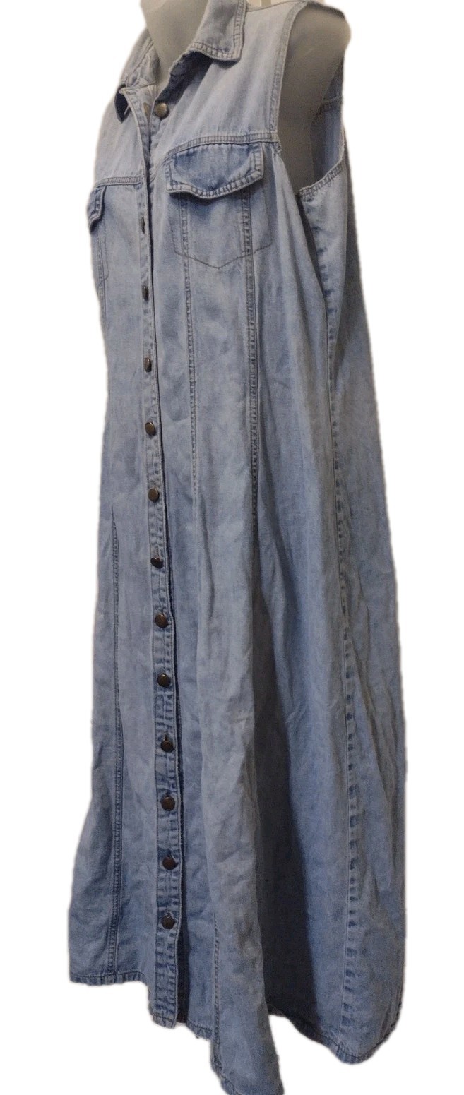 Vintage Switch USA Denim Maxi Dress Button Front Western Prairie Coastal Cowgirl
