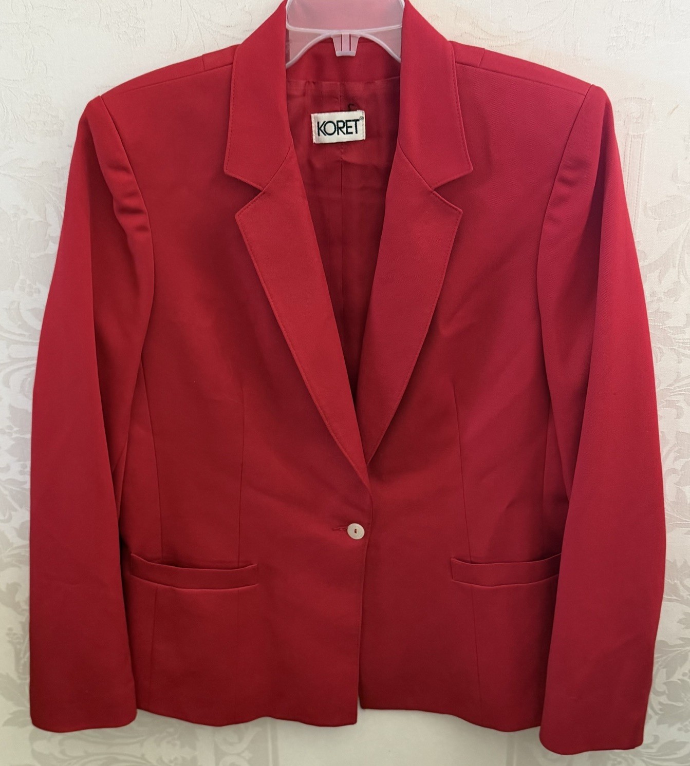 Vtg Koret Red Polyester Blazer Jacket Women’s Size L