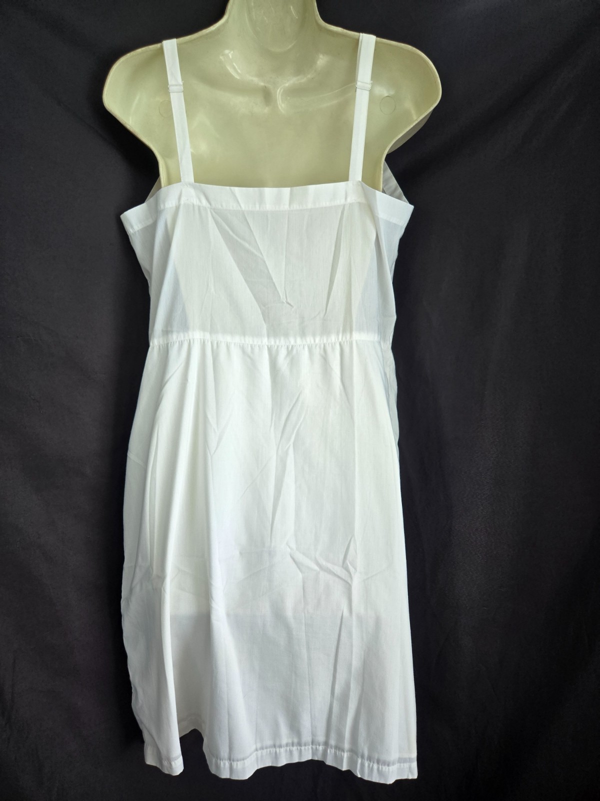 Vtg Komar White Eyelet Bust Modesty Skirt Full Dress Slip Nightgown Dacron 38