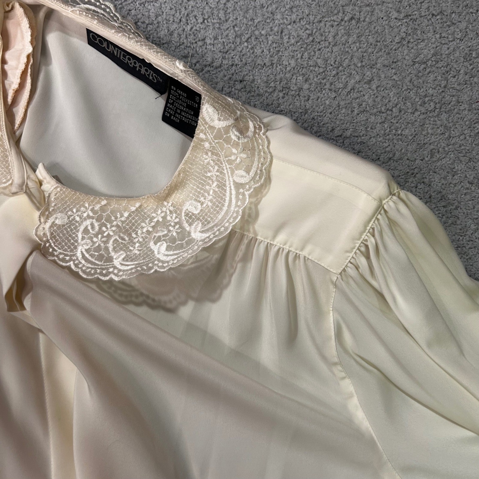 Counterparts Blouse 80s Vintage 10 Cream Lace Coquette Cottagecore Romantic