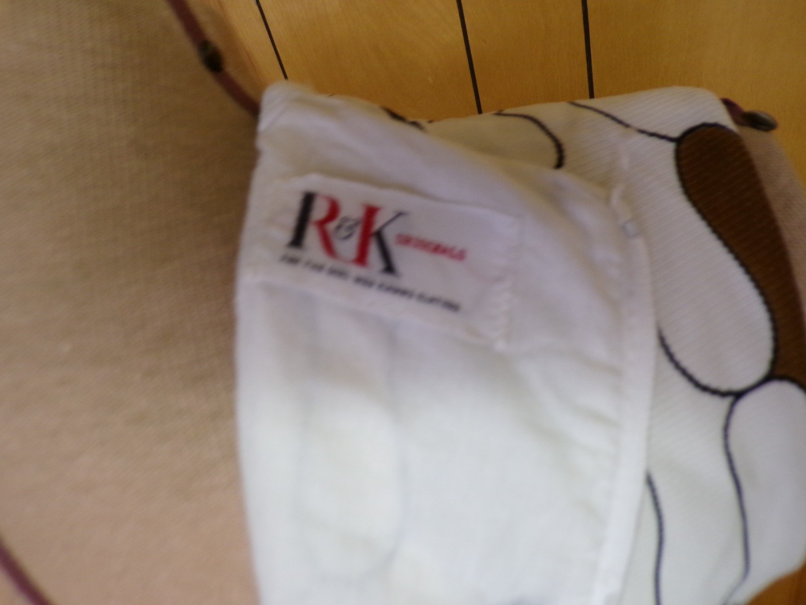 Vintage R&K White w/ Brown Black Geometric Polyester Dress Waist 31″