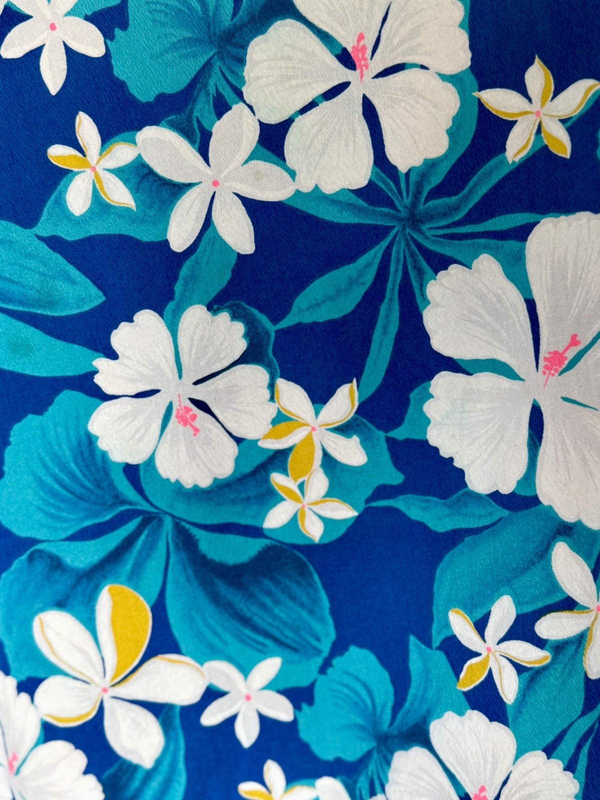 VTG 60’s Reef Hawaii Cotton Barkcloth Muumuu Dress V-Yoke Bow Slv Luau Tiki S/M
