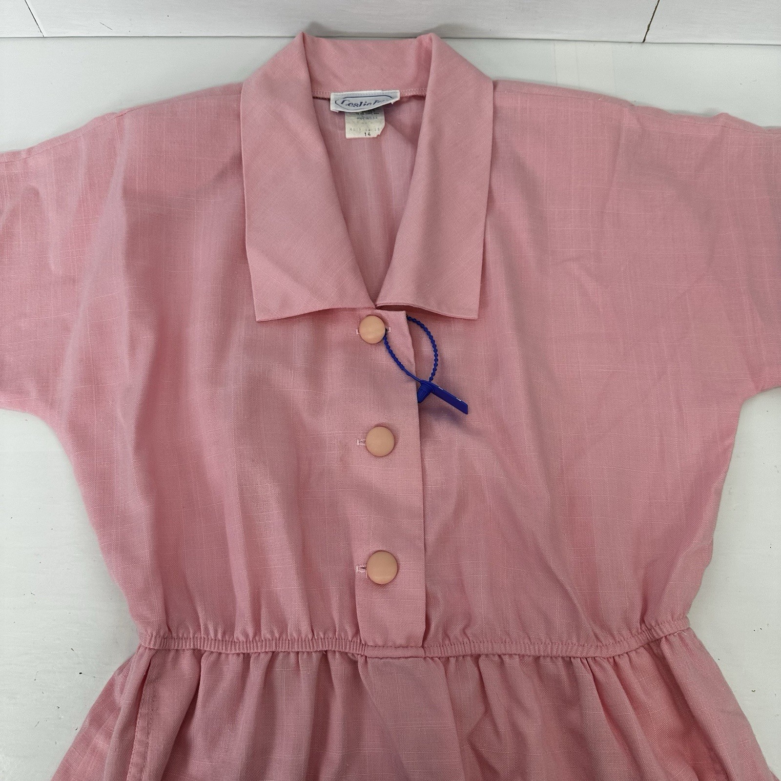 VTG Leslie Fay Womans Pink Shirt DressUSA Belted Pockets Cottagecore 90s 14 READ