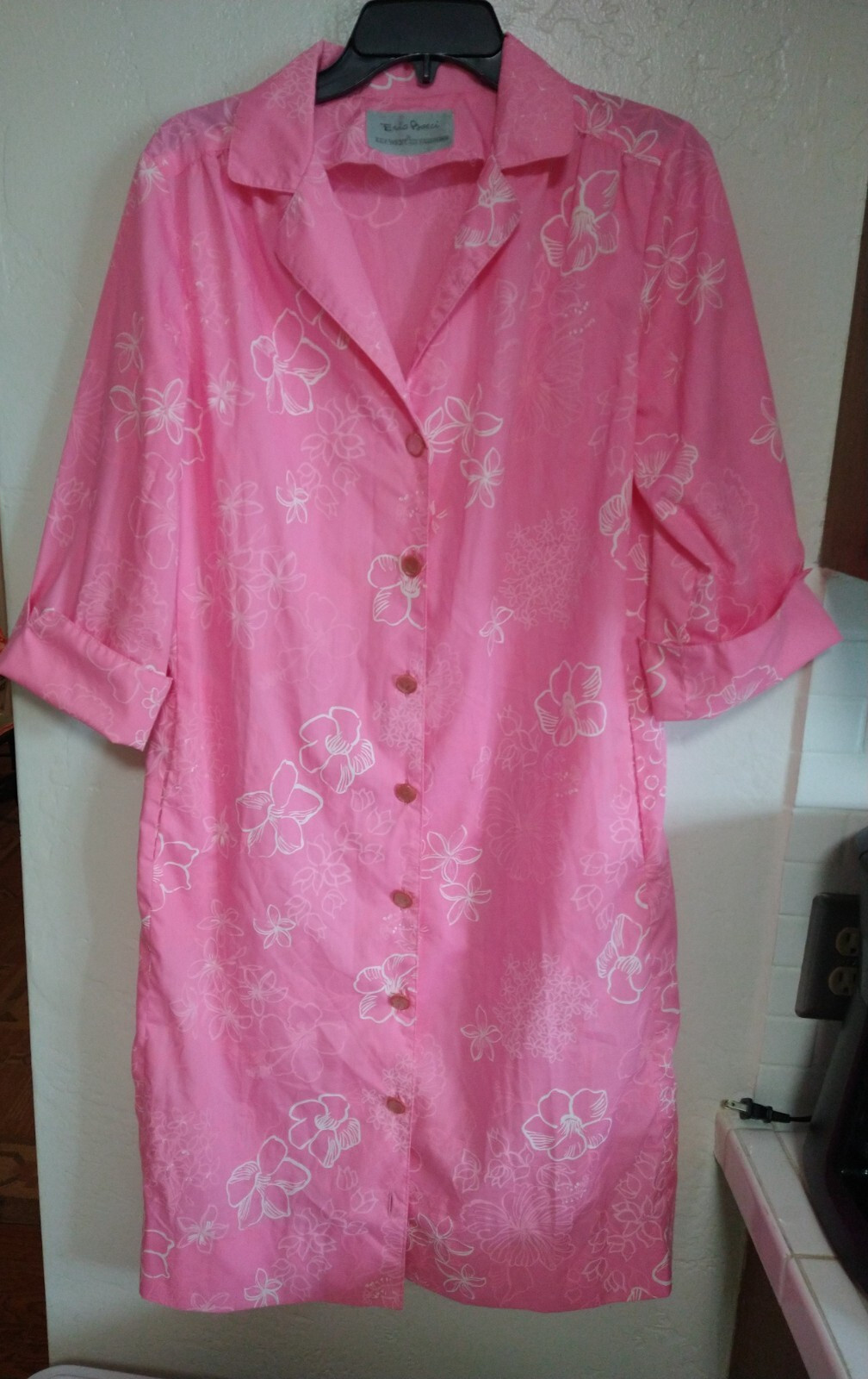 Erio Bocci KEY WEST handprint fashions floral Dress Resort Beach Women M/L VTG