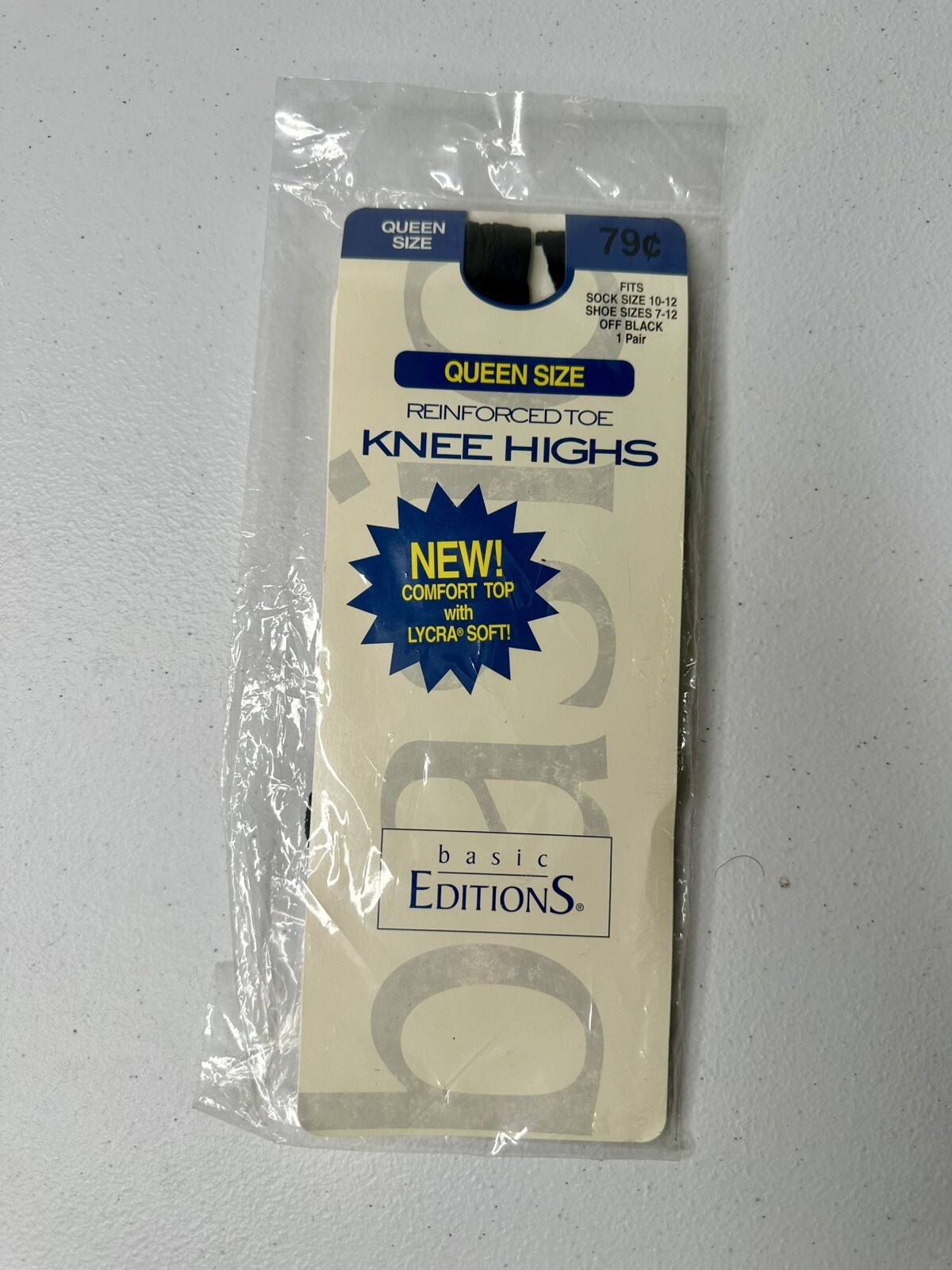 BASIC EDITIONS WOMENS – VINTAGE QUEEN SIZE KNEE HIGHS OFF BLACK