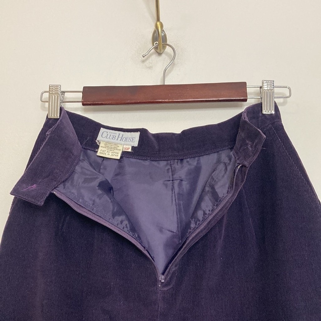 Vintage Skirt Womens XS Small Purple Cotton Corduroy A Line Midi Pockets