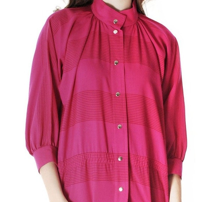VTG 70s Vuokko Finland Fuchsia Wool Voile Coat Dress Nurmesniemi Marimekko Era