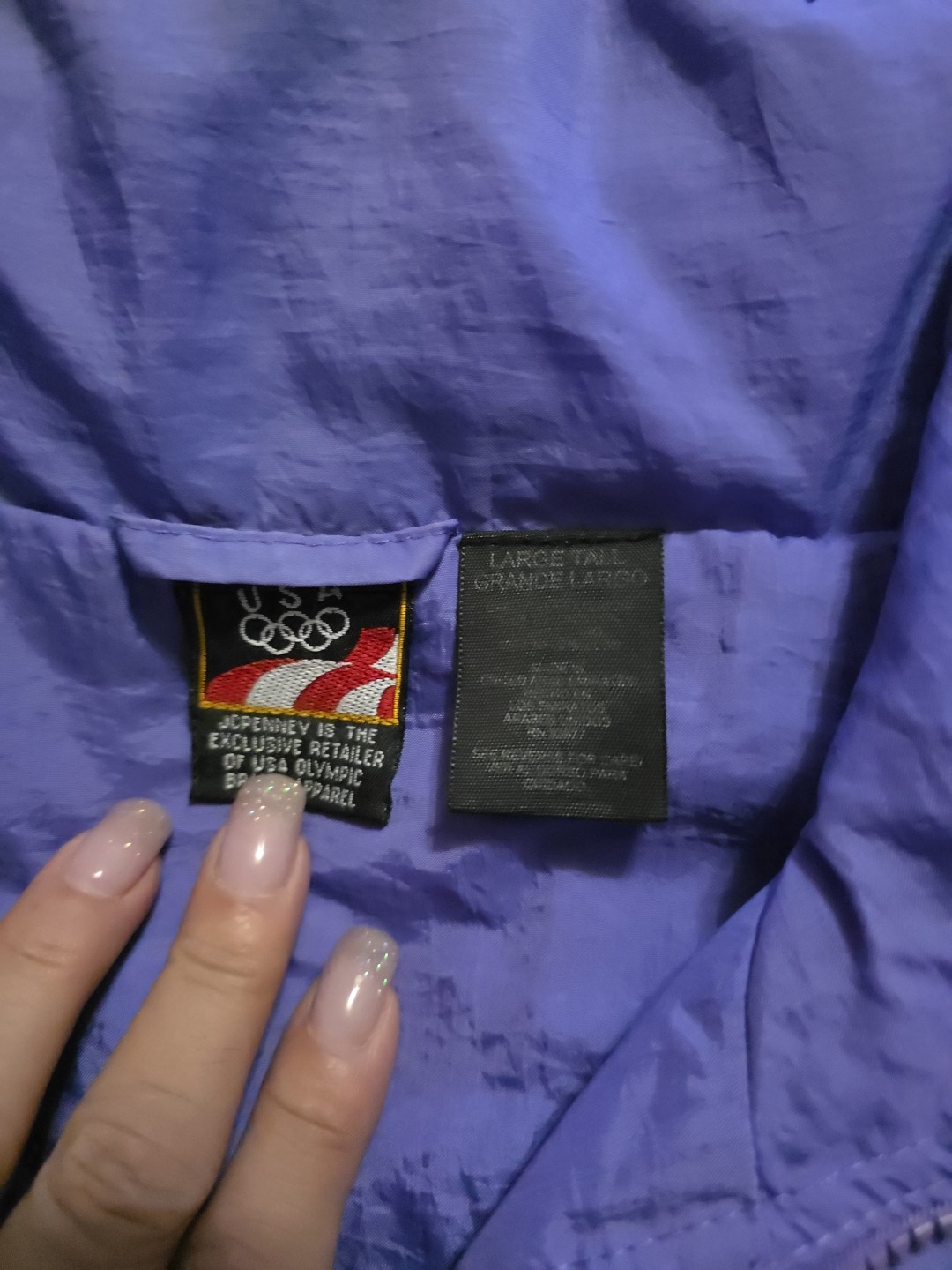 vintage purple nylon windbreaker jacket. And Pants Size Large