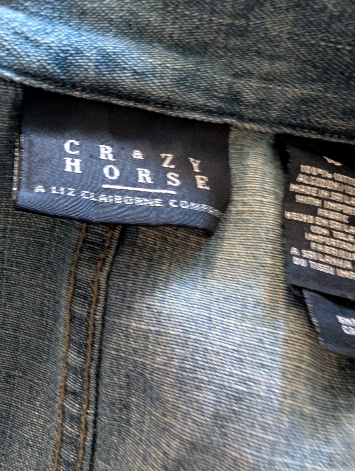 VTG Crazy Horse by Liz Claiborne 100% Cotton Denim Blazer Jacket Sz 10 Medium M