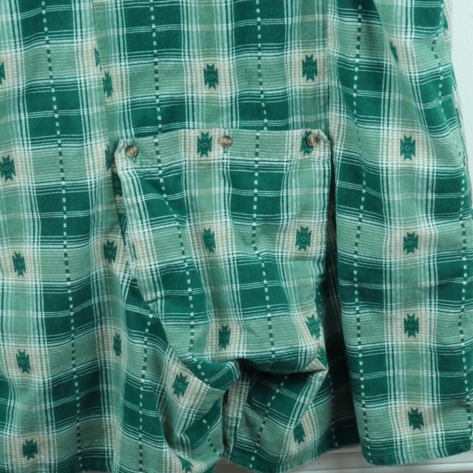 Vintage Women’s Large Pajamas One Piece Green Plaid Flannel 90s Grunge Cabincore