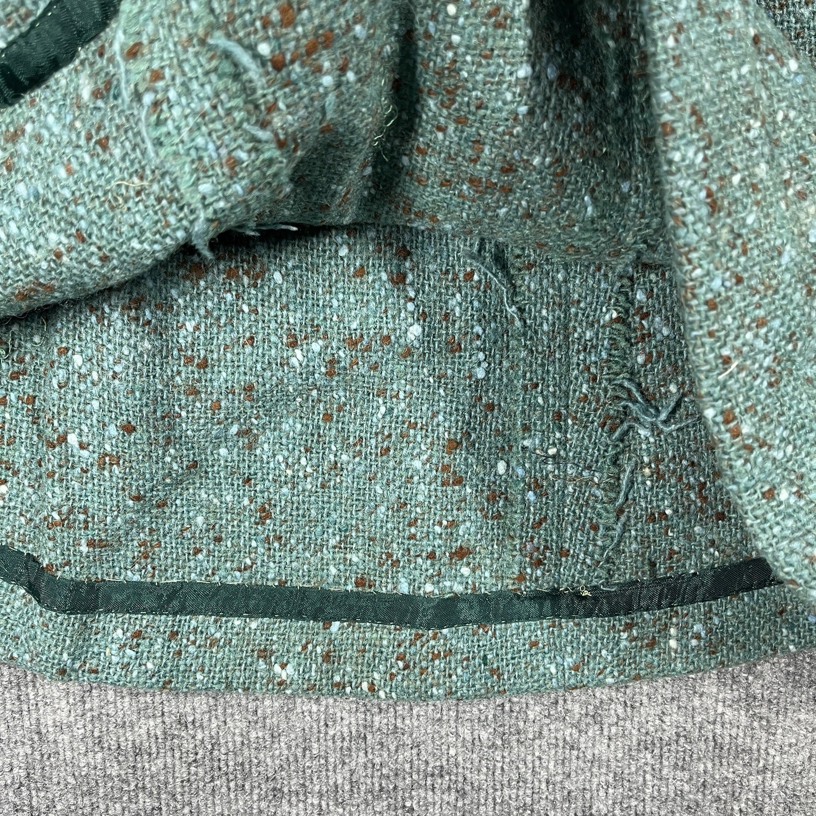 VINTAGE 60s Sloat Wool Blue Tweed Skirt Flat Cottagecore Secretary Work NY Small
